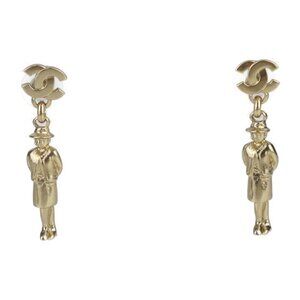 CHANEL Gold Logo Earrings